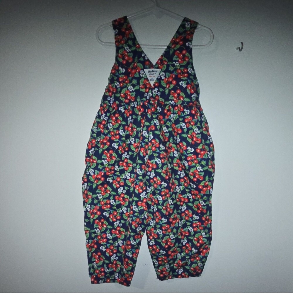 Vintage Oshkosh B’gosh Cherry Print Overalls- Size 2T